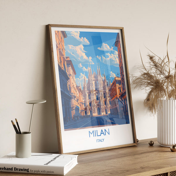 Milan Travel Poster Wall Art, Travel Print of Milan, Milan Art Lovers Gift, Italy, Italian City Art Gift