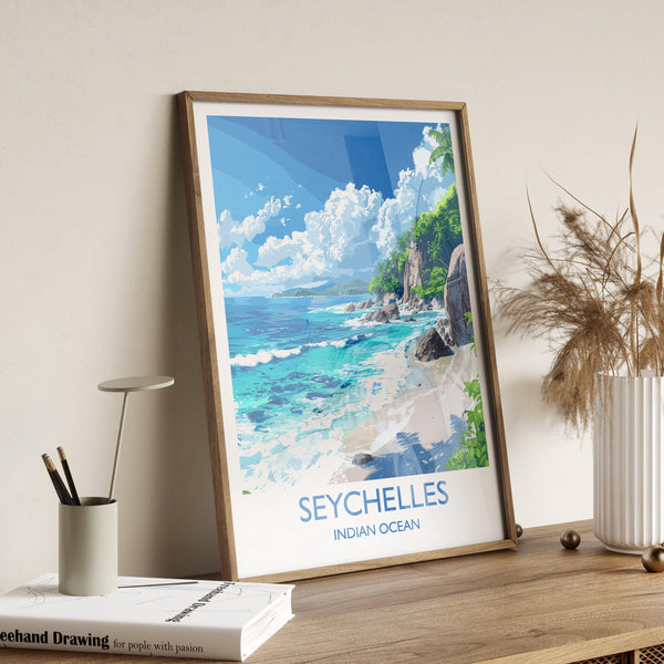 Seychelles Travel Print Wall Art, Travel Poster of Seychelles, Indian Ocean, Seychelles Art Lovers Gift