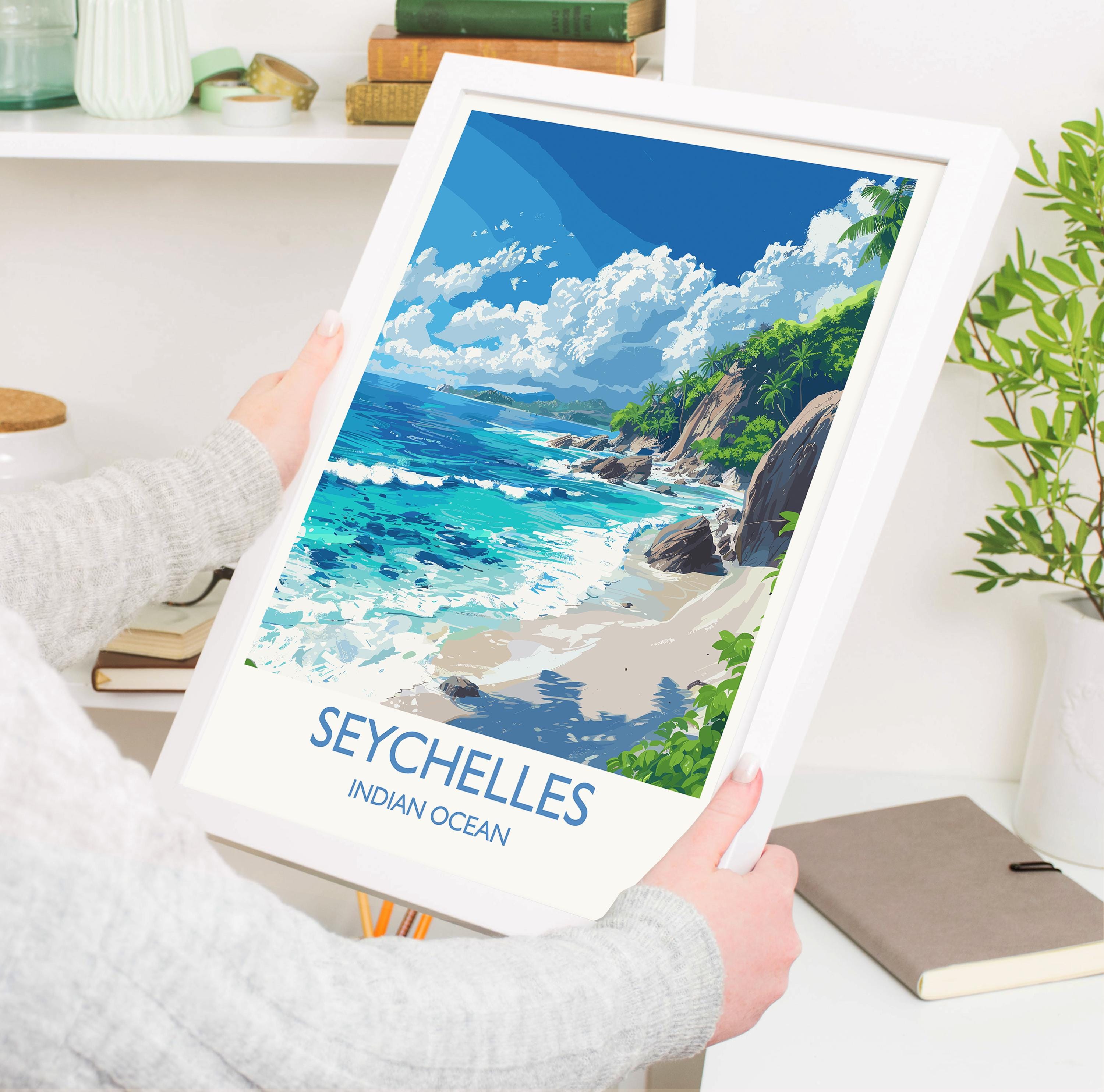 Seychelles Travel Print Wall Art, Travel Poster of Seychelles, Indian Ocean, Seychelles Art Lovers Gift NQ Media Designs