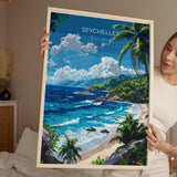 Seychelles Travel Poster Wall Art, Travel Print of Seychelles, Indian Ocean, Seychelles Islands Art Lovers Gift NQ Media Designs