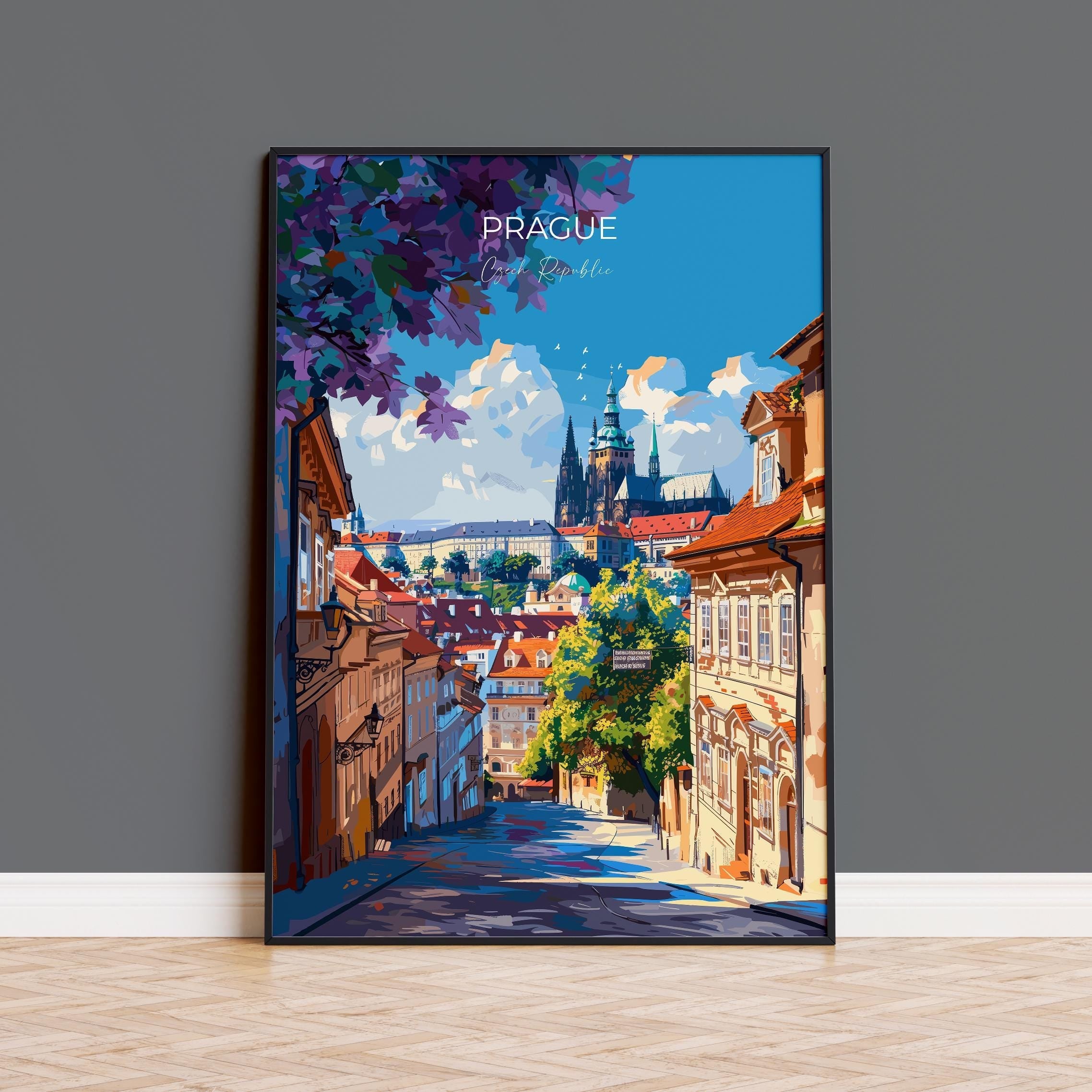 Prague Travel Print Wall Art, Travel Poster of Prague, Prague Art Lovers Gift, Czech Republic City Art Gift NQ Media Designs