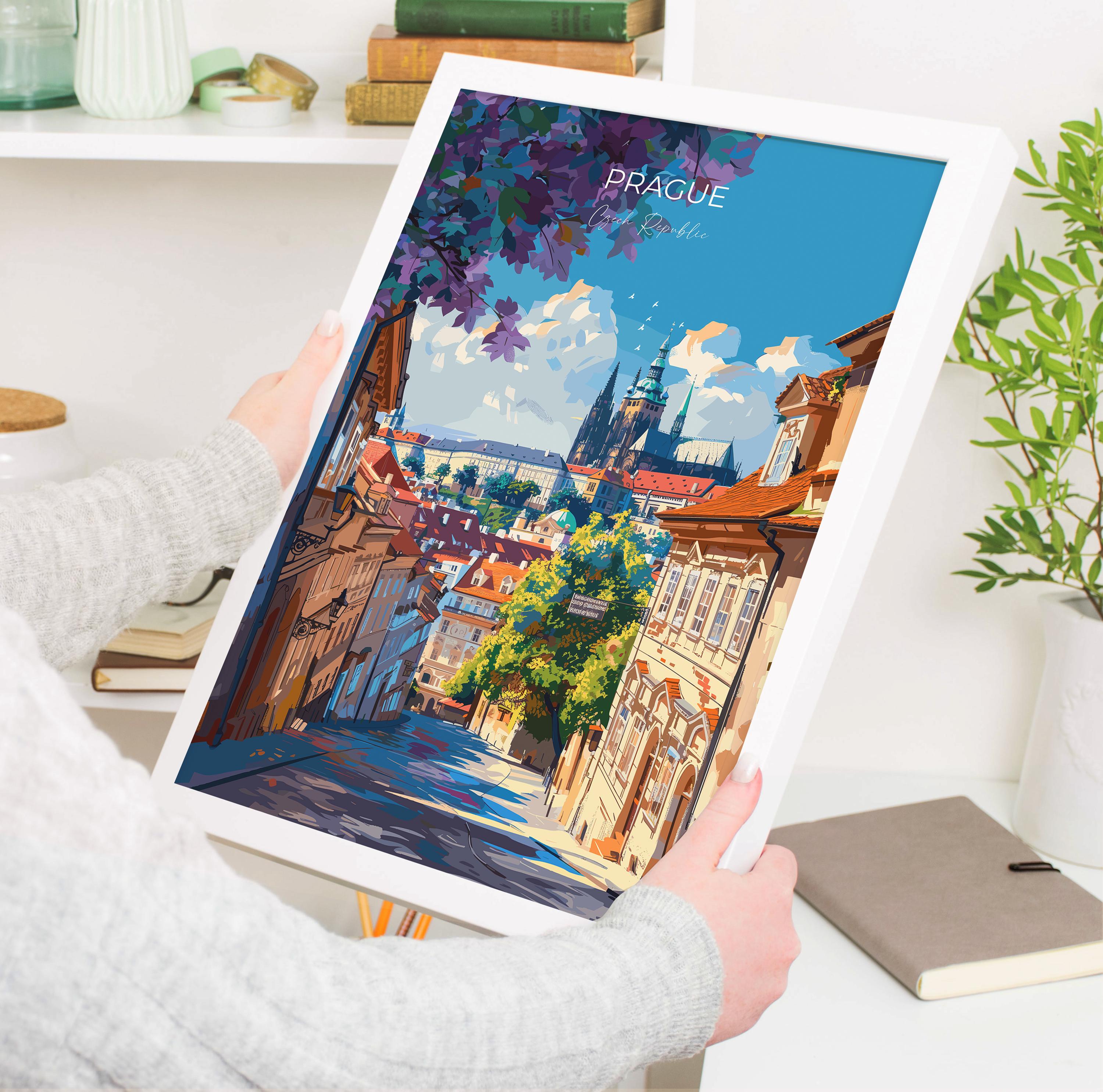 Prague Travel Print Wall Art, Travel Poster of Prague, Prague Art Lovers Gift, Czech Republic City Art Gift NQ Media Designs