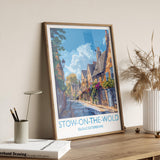 Stow on the Wold Travel Poster, Travel Print of Stow on the Wold, Gloucestershire Cotswolds Gift, England, Stow on the Wold Art Lovers Gift NQ Media Designs