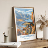 Queenstown Travel Print, Travel Poster of Queenstown, New Zealand Art Lovers Gift, Queenstown Wall Art NQ Media Designs