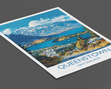 Queenstown Travel Print, Travel Poster of Queenstown, New Zealand Art Lovers Gift, Queenstown Wall Art NQ Media Designs
