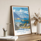Queenstown Travel Print, Travel Poster of Queenstown, New Zealand Art Lovers Gift, Queenstown Wall Art NQ Media Designs