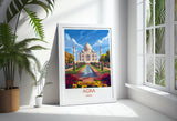 Agra Travel Print, Travel Poster of Agra, Taj Mahal Art Lovers Gift, Uttar Pradesh, India Wall Art NQ Media Designs