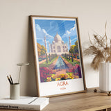 Agra Travel Print, Travel Poster of Agra, Taj Mahal Art Lovers Gift, Uttar Pradesh, India Wall Art NQ Media Designs