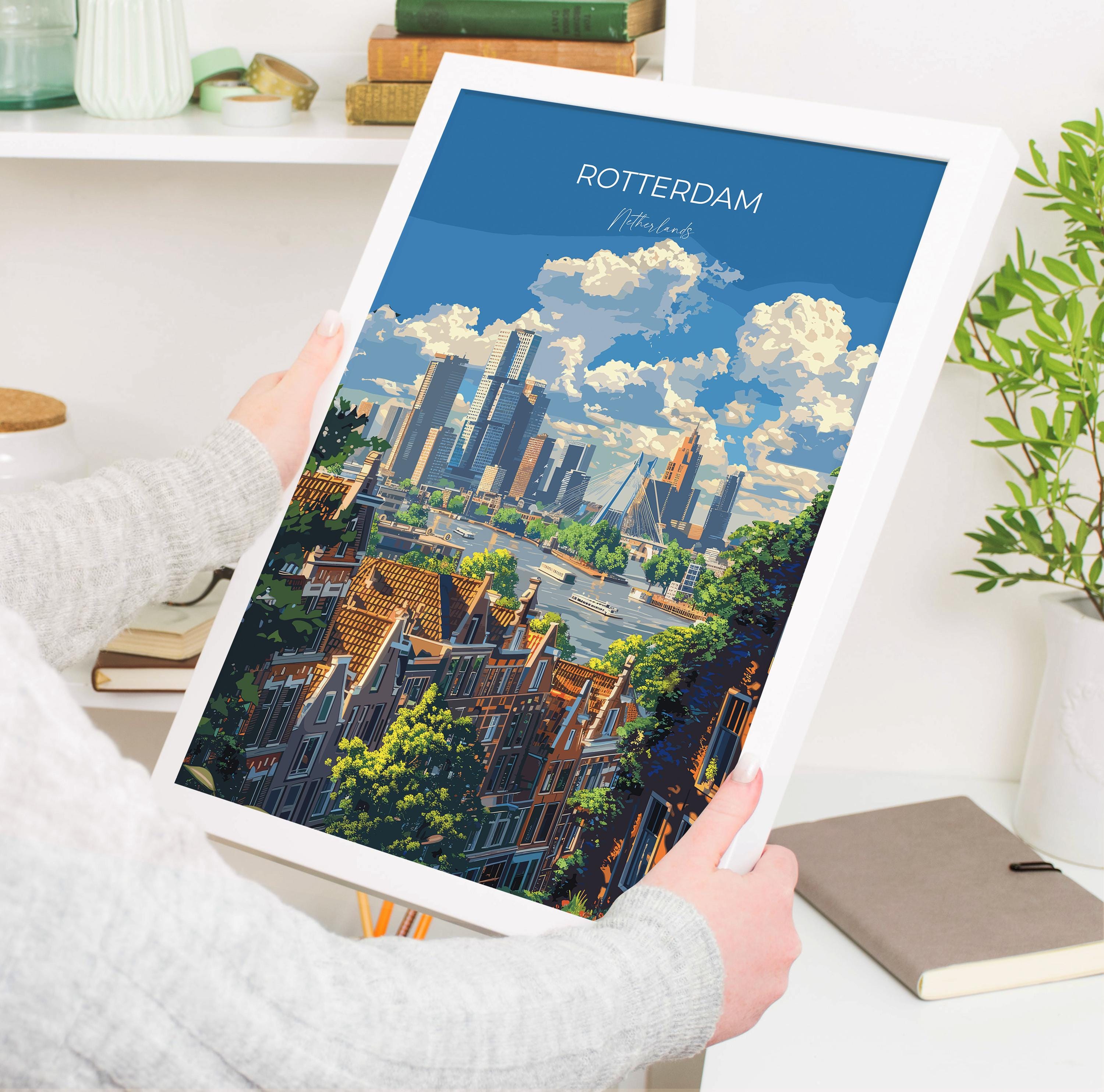 Rotterdam Travel Print, Travel Poster of Rotterdam, Netherlands, Dutch Art Lovers Gift, Wall Art Print NQ Media Designs