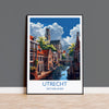 Utrecht Travel Poster, Travel Print of Utrecht, Netherlands, Dutch Art Lovers Gift, Wall Art Print