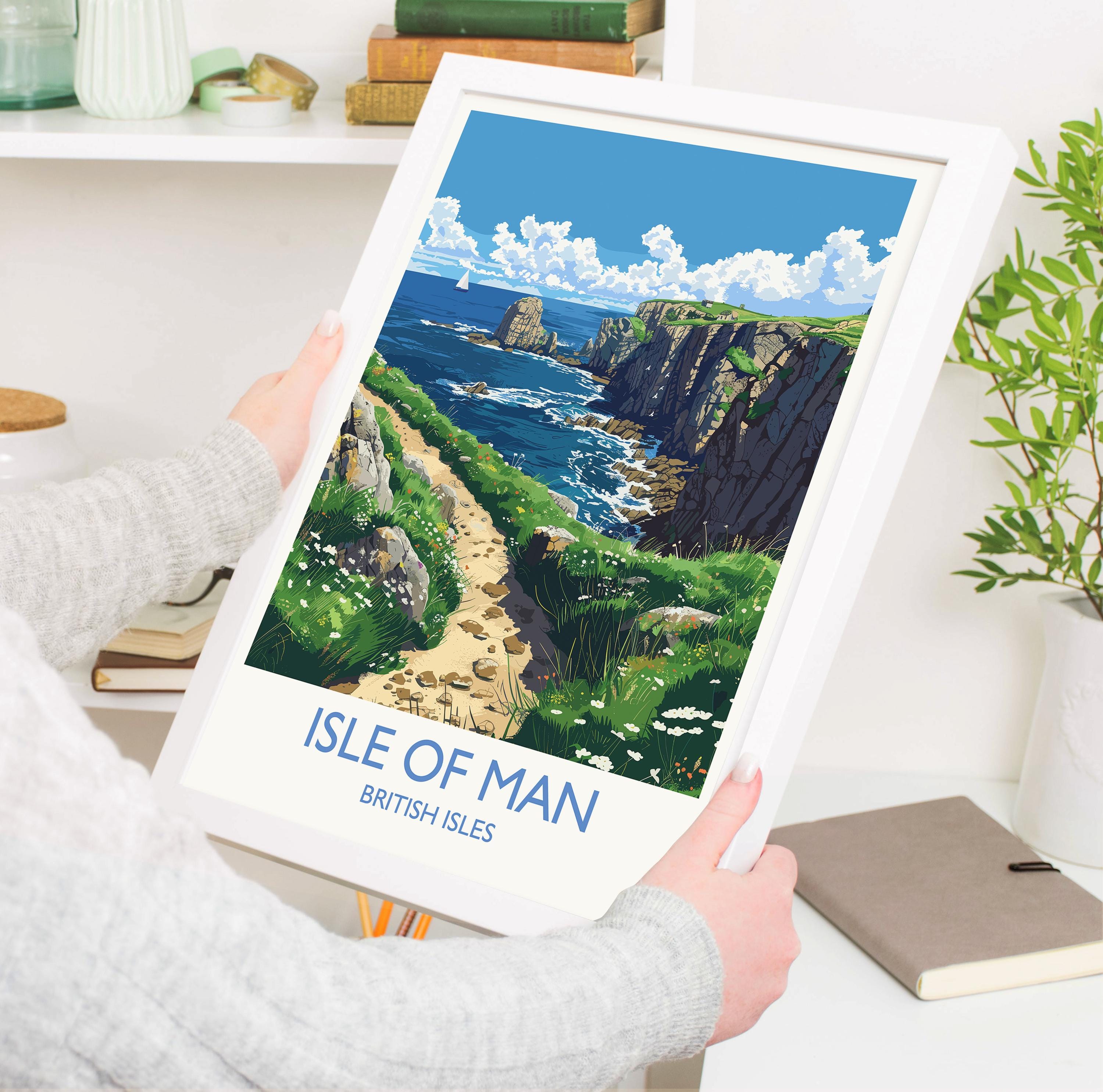 Isle of Man Print, Travel Poster of Isle of Man,Isle of Man Art Lovers Gift,British Isles Coast Wall Art Print NQ Media Designs