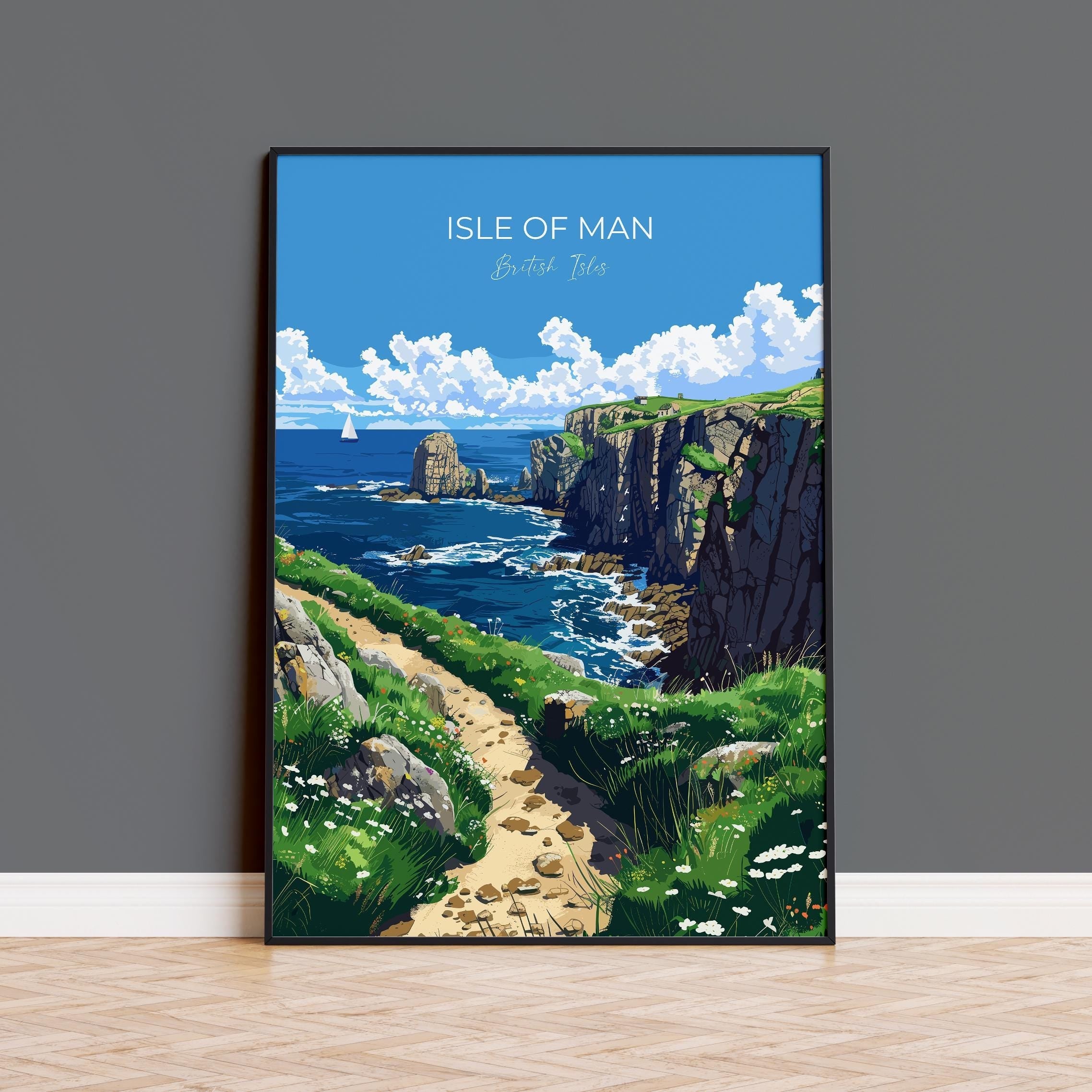 Isle of Man Poster, Travel Print of Isle of Man,Isle of Man Art Lovers Gift,British Isles Coast Wall Art Print NQ Media Designs