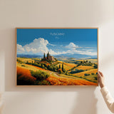 Tuscany Travel Poster Wall Art Landscape, Travel Print of Tuscany, Tuscany Art Lovers Gift,Italy Art Gift NQ Media Designs