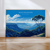 Blue Mountains Travel Poster Wall Art Landscape, Travel Print of Blue Mountains , Sydney Art Lovers Gift,Australia Landscape Art Gift NQ Media Designs