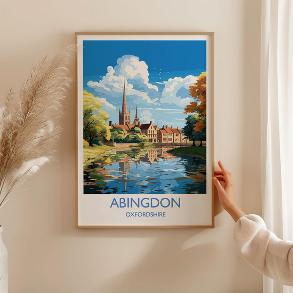 Abingdon Print, Travel Poster of Abingdon,Abingdon Art Lovers Gift,Oxfordshire, English Countryside Wall Art Print