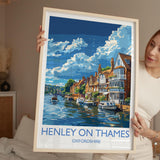Henley on Thames Print, Travel Poster of Henley,Henley on Thames Art Lovers Gift,Oxfordshire, English Countryside Wall Art Print NQ Media Designs