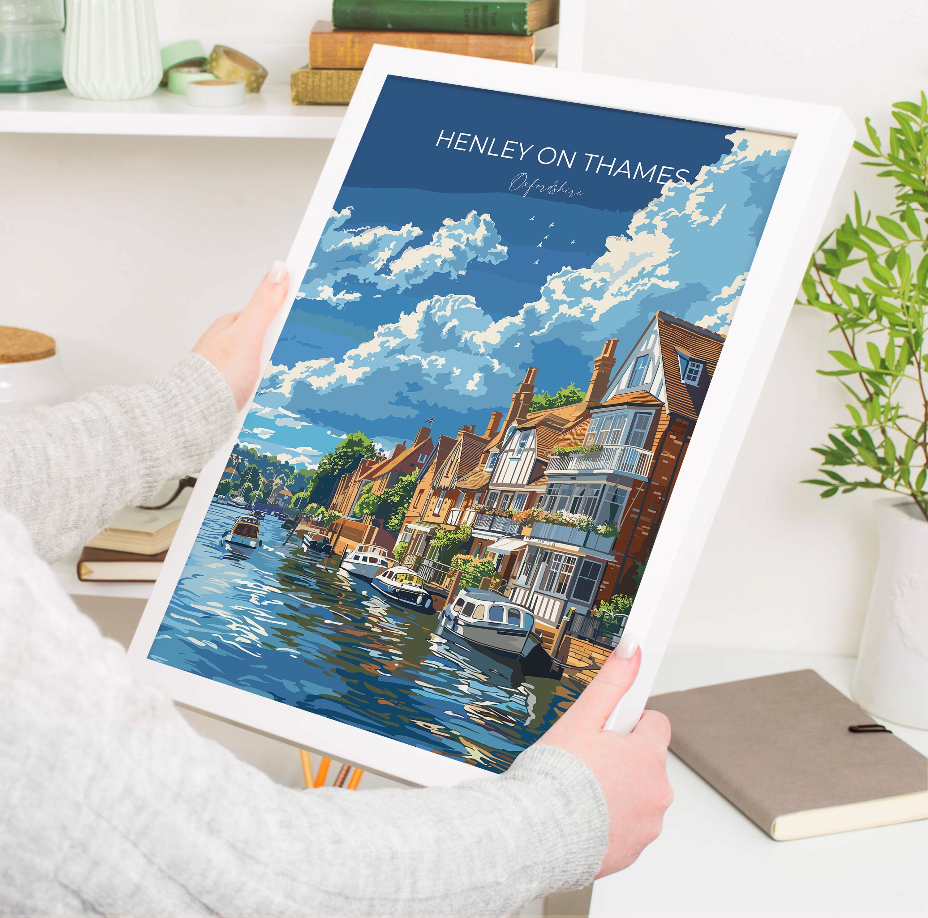Henley on Thames Poster, Travel Print of Henley,Henley on Thames Art Lovers Gift,Oxfordshire, English Countryside Wall Art Print NQ Media Designs