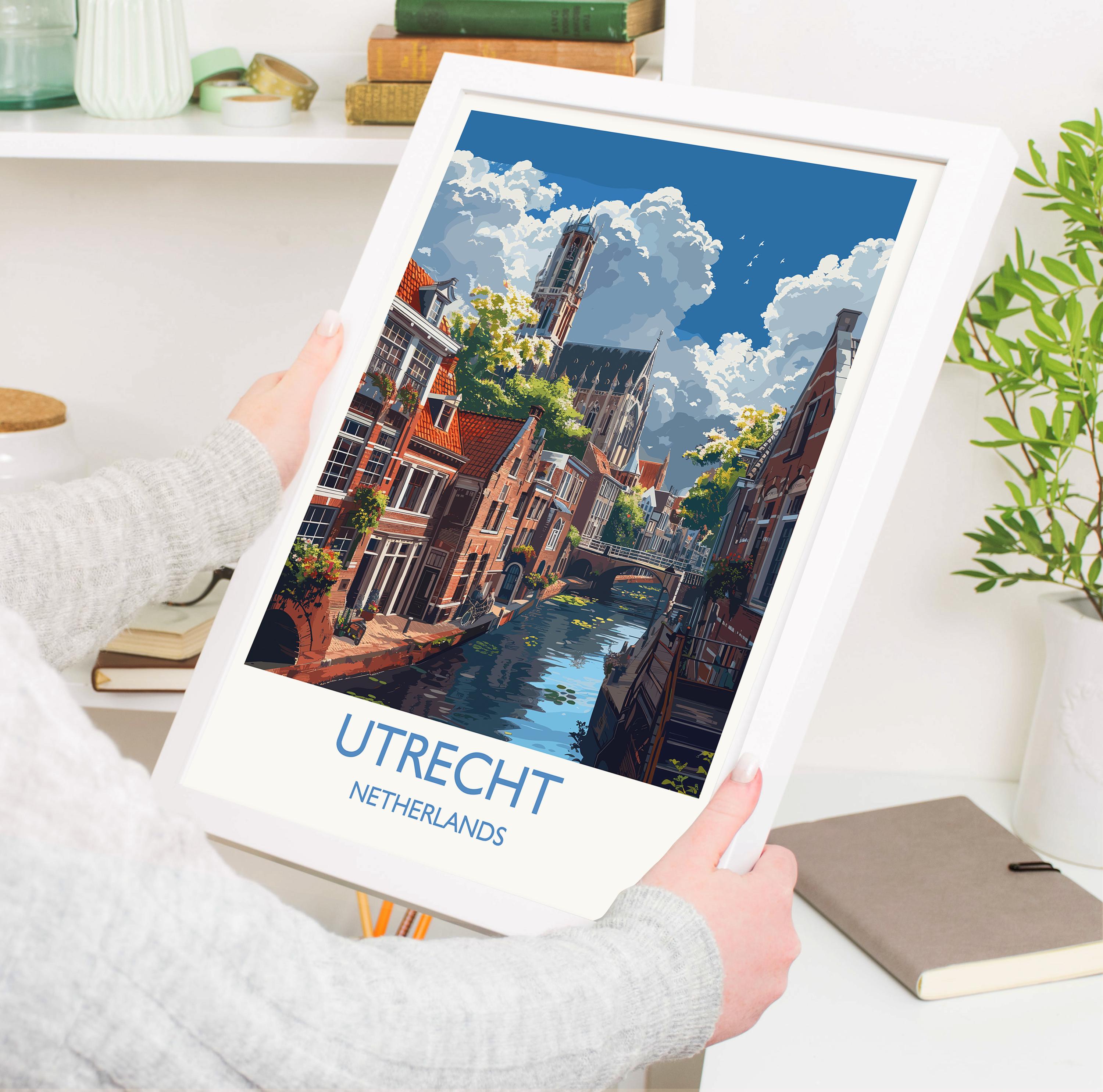 Utrecht Travel Poster, Travel Print of Utrecht, Netherlands, Dutch Art Lovers Gift, Wall Art Print NQ Media Designs