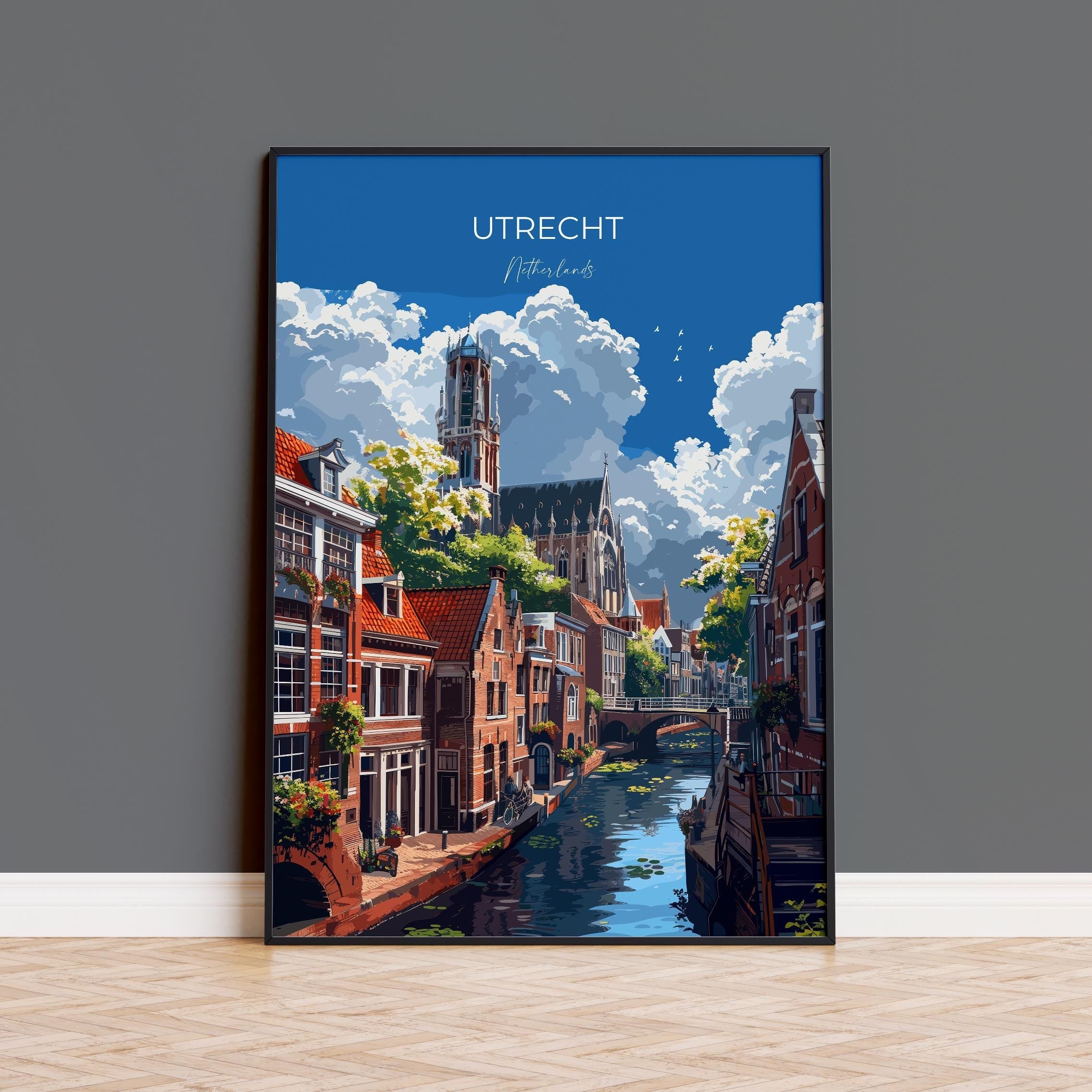 Utrecht Travel Print, Travel Poster of Utrecht, Netherlands, Dutch Art Lovers Gift, Wall Art Print NQ Media Designs