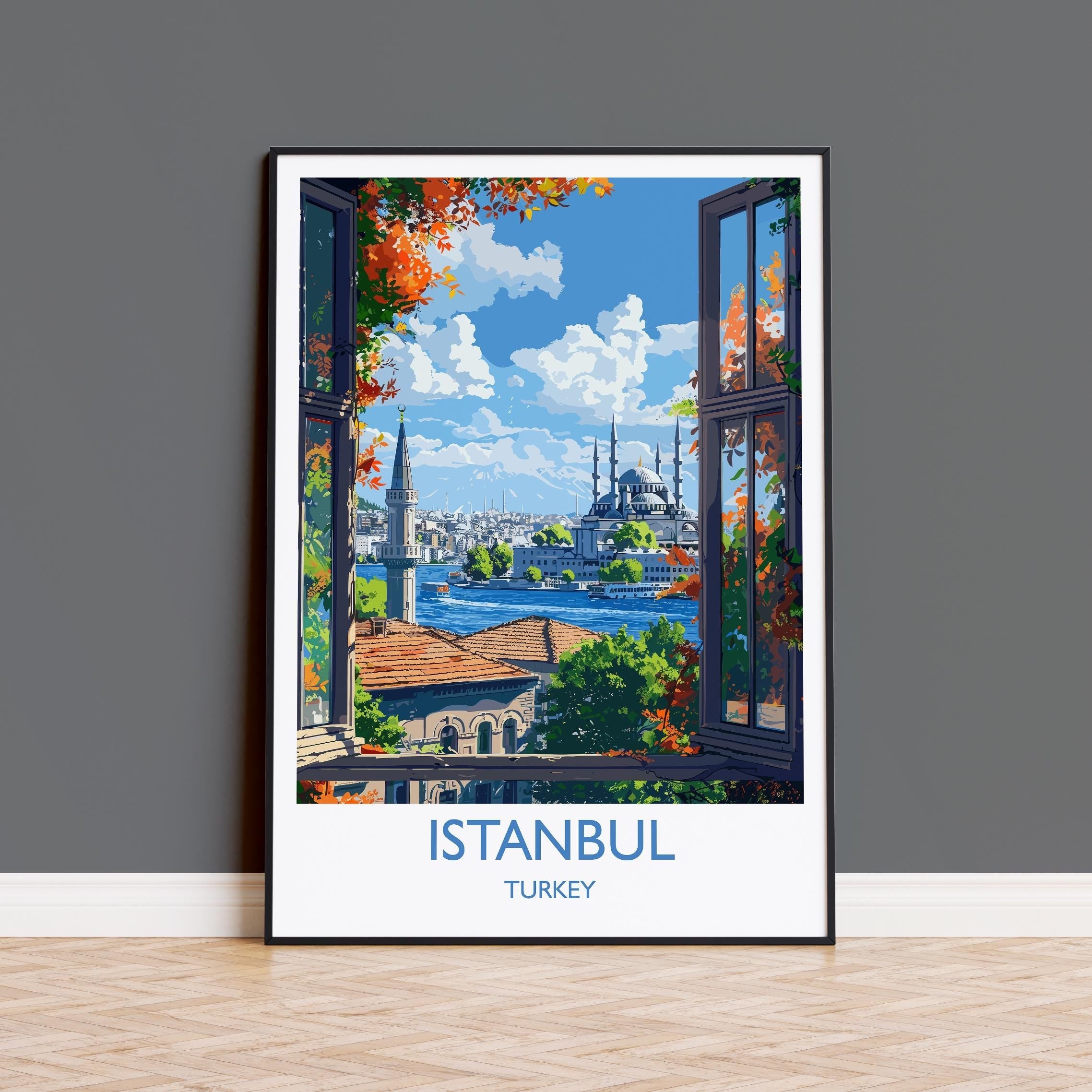Istanbul Travel Print Wall Art, Travel Poster of Istanbul, Turkey Wall Art, Istanbul Art Lovers Gift, Wall Art Print NQ Media Designs