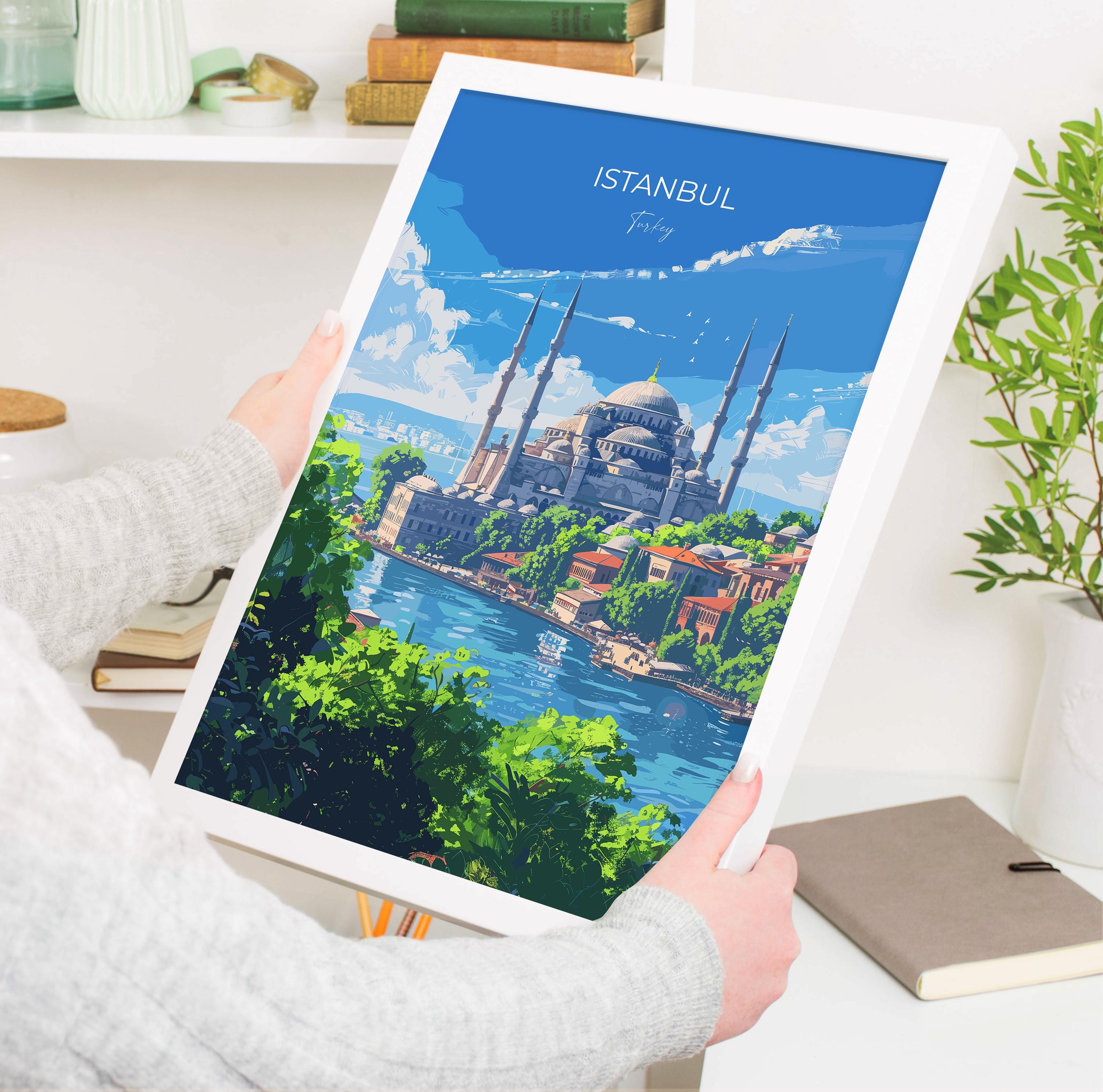 Istanbul Travel Poster Wall Art, Travel Print of Istanbul, Turkey Wall Art, Istanbul Art Lovers Gift, Wall Art Print NQ Media Designs