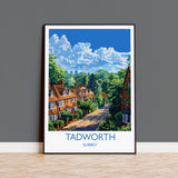 Tadworth Travel Print, Travel Poster of Tadworth, Surrey Poster, Tadworth Art Gift, London Art Lovers UK Travel Gift NQ Media Designs