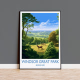 Windsor Great Park Travel Print, Travel Poster of Windsor Great Park , Berkshire, England, Windsor Gift, Wall Art Print NQ Media Designs
