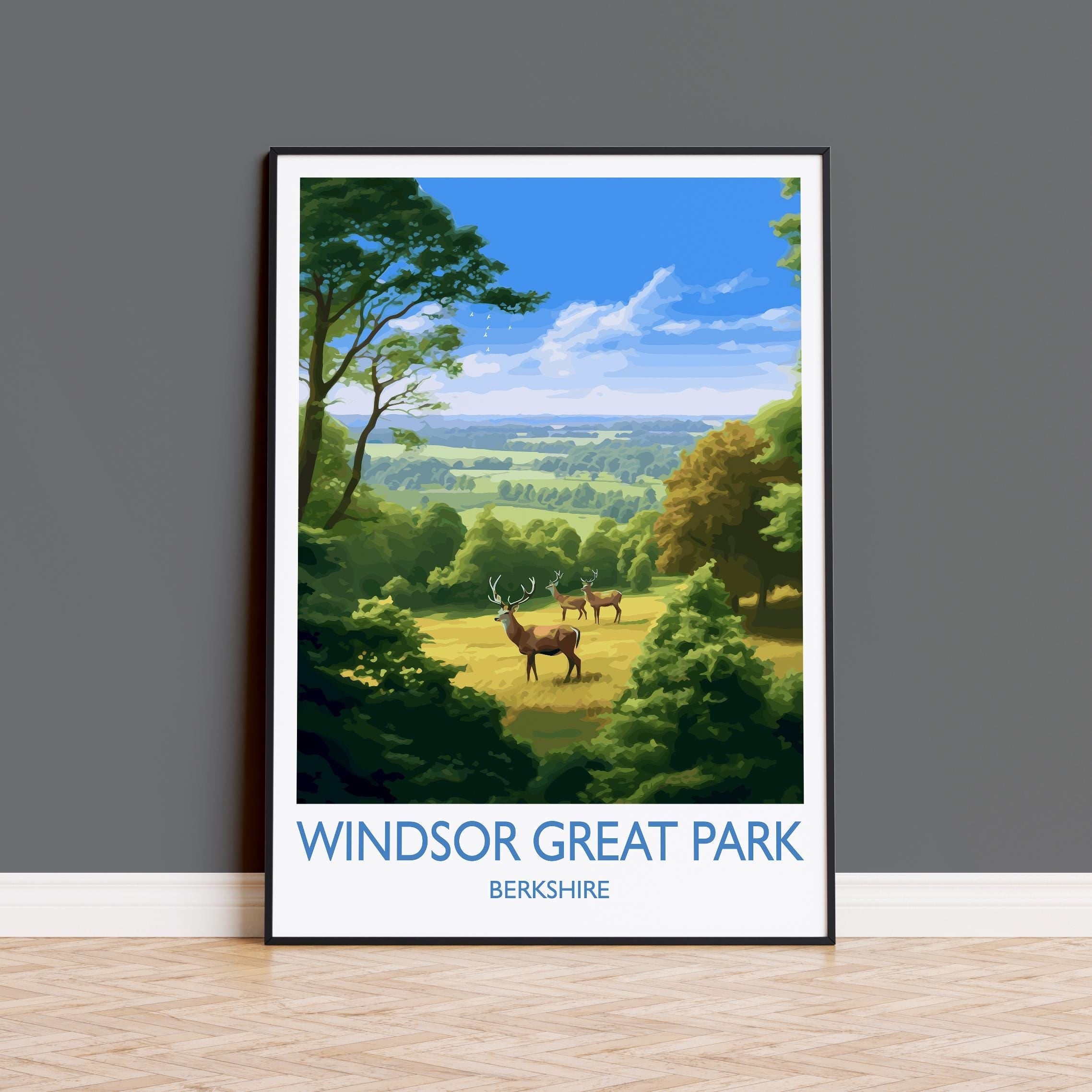 Windsor Great Park Travel Print, Travel Poster of Windsor Great Park , Berkshire, England, Windsor Gift, Wall Art Print NQ Media Designs