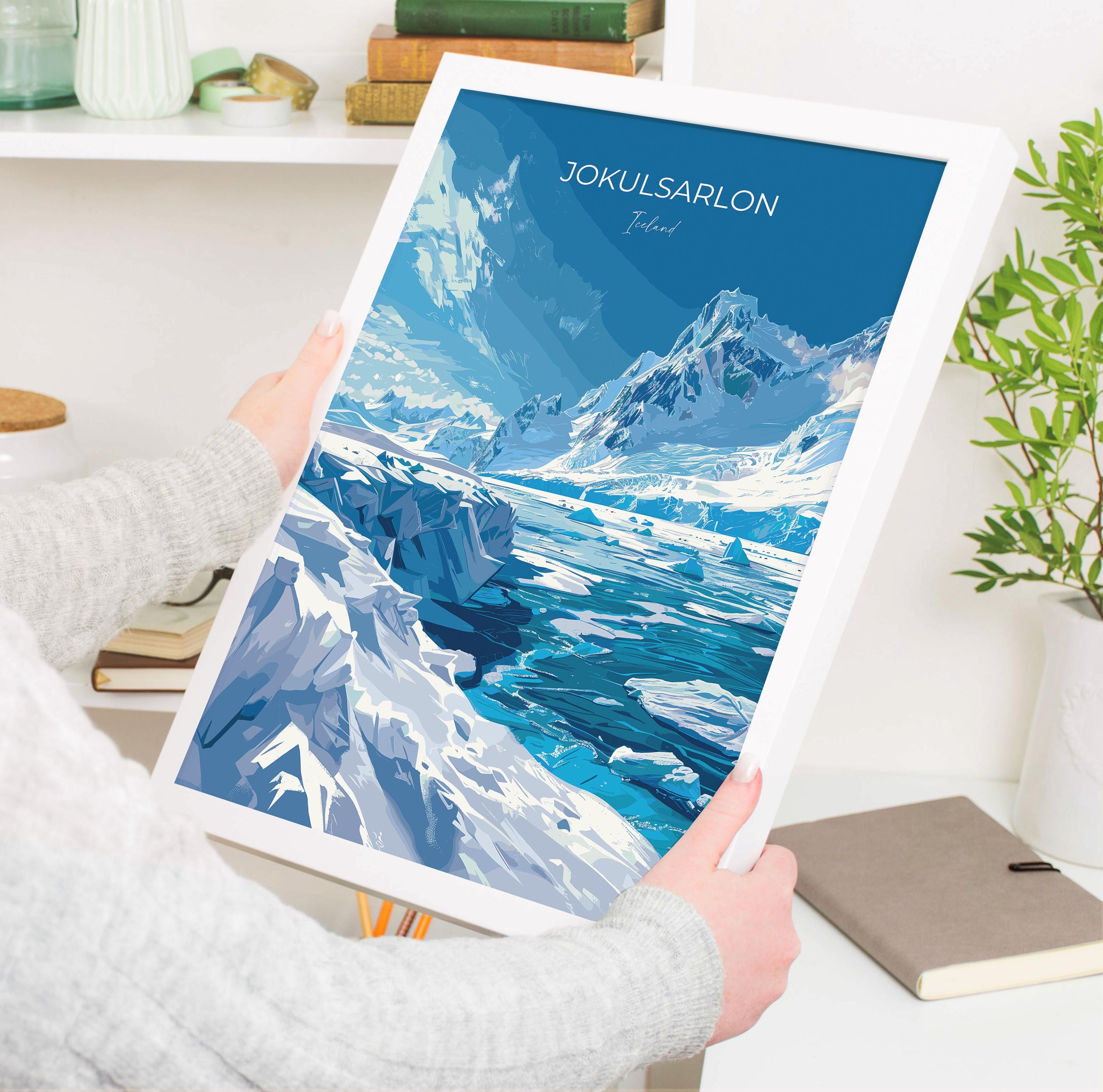 Jokulsarlon Print Wall Art, Jokulsarlon Travel Poster, Iceland Wall Art, Jokulsarlon Art Lovers Gift, Iceland Gift NQ Media Designs