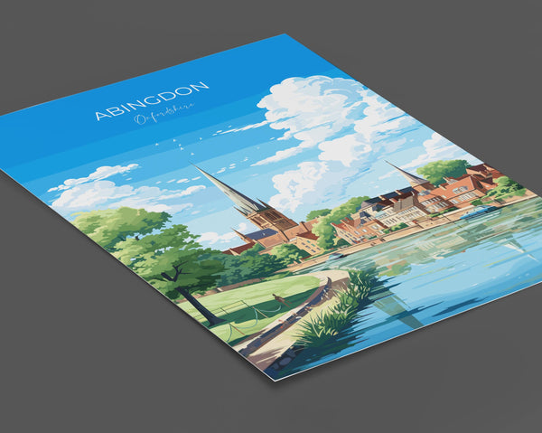 Abingdon Poster, Travel Print of Abingdon,Abingdon Art Lovers Gift,Oxfordshire, English Countryside Wall Art Print