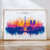 Paris Skyline Travel Poster Wall Art Landscape, Travel Print of Paris, Paris Art Lovers Gift,France Art Gift NQ Media Designs