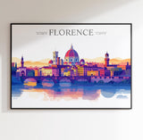 Florence Skyline Travel Poster Wall Art Landscape, Travel Print of Florence, Florence Art Lovers Gift,Italy Art Gift NQ Media Designs