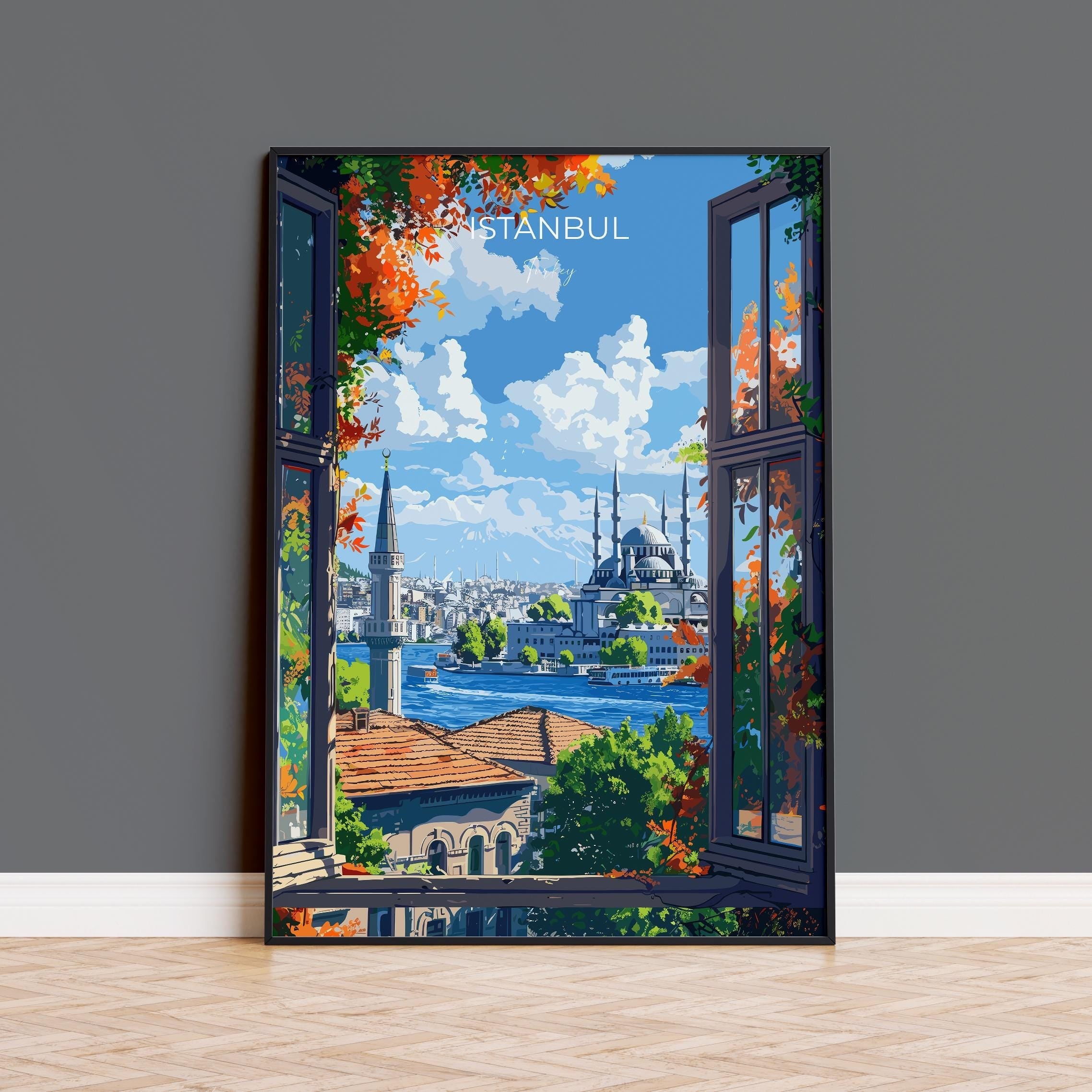 Istanbul Travel Poster Wall Art, Travel Print of Istanbul, Turkey Wall Art, Istanbul Art Lovers Gift, Wall Art Print NQ Media Designs