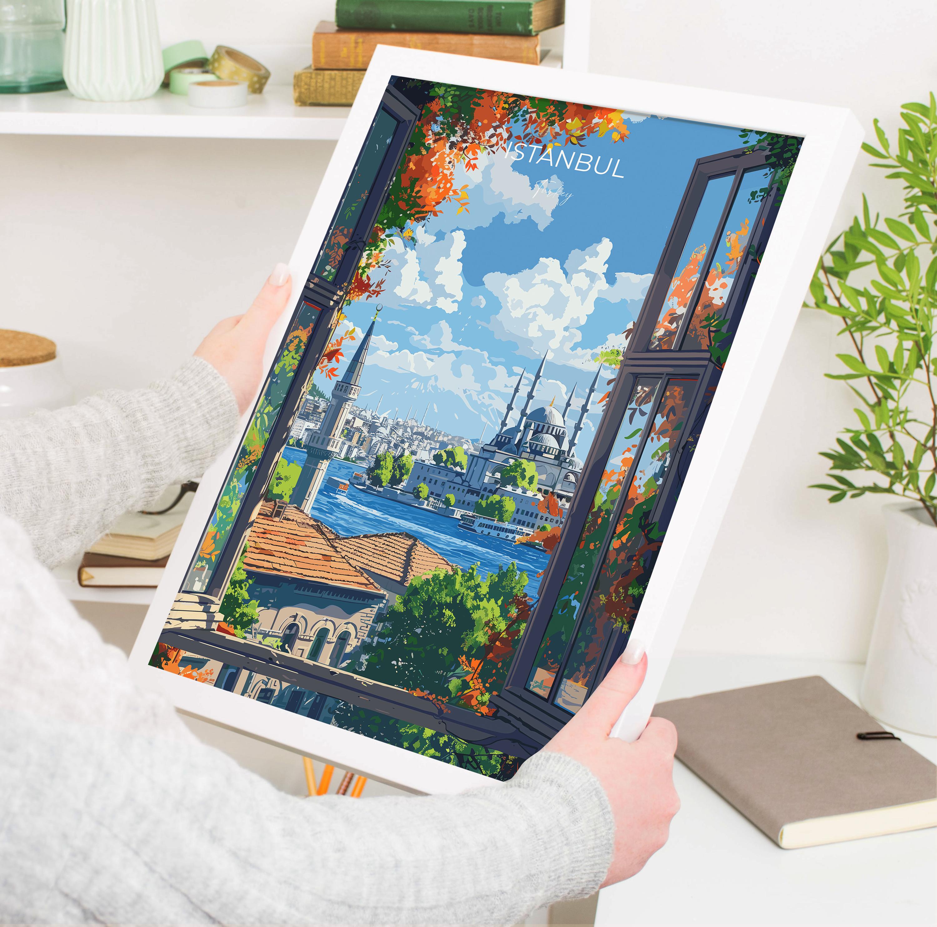 Istanbul Travel Poster Wall Art, Travel Print of Istanbul, Turkey Wall Art, Istanbul Art Lovers Gift, Wall Art Print NQ Media Designs