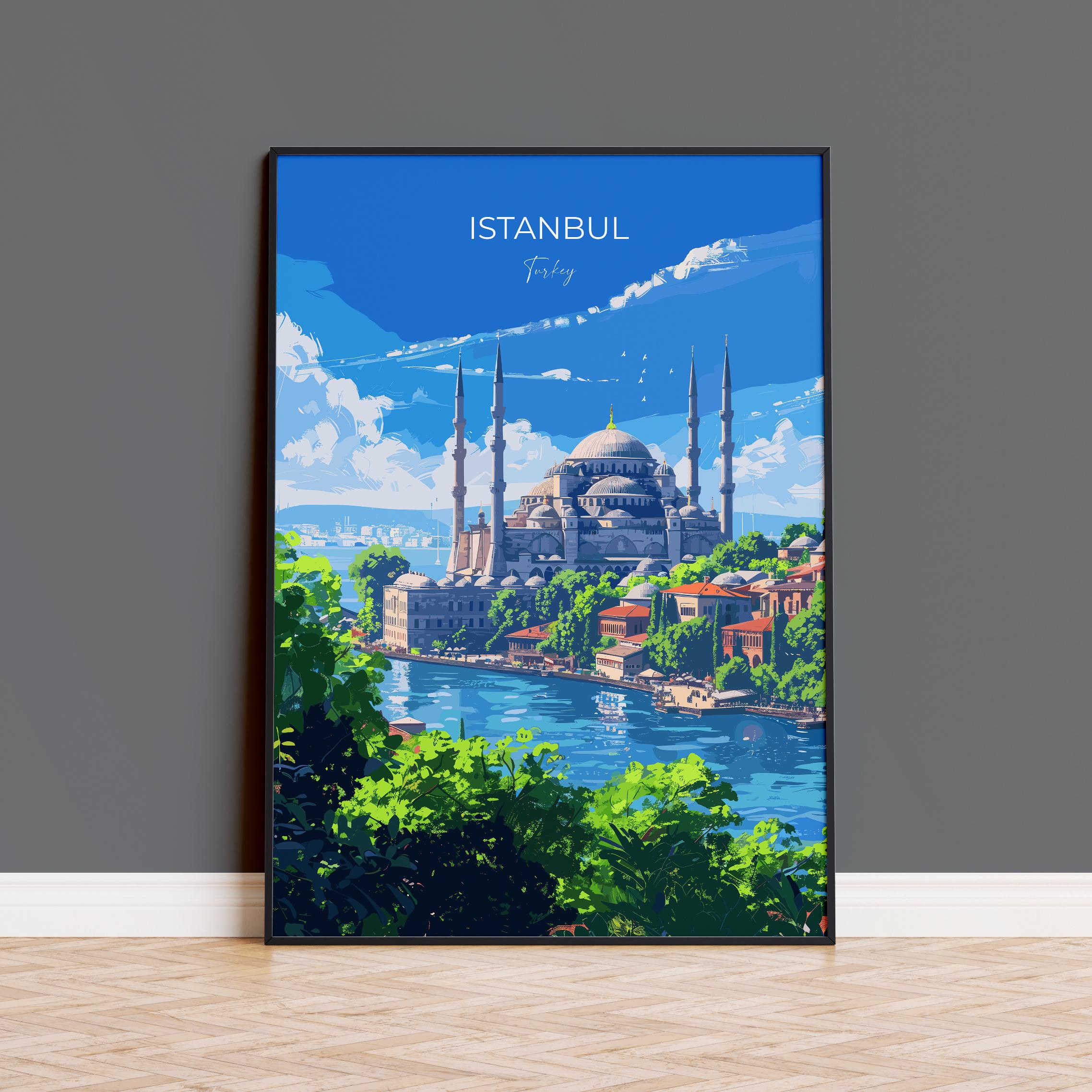 Istanbul Travel Poster Wall Art, Travel Print of Istanbul, Turkey Wall Art, Istanbul Art Lovers Gift, Wall Art Print NQ Media Designs