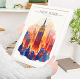 New York Christmas Skyline Travel Print Wall Art, New York Skyline Travel Poster, New York City, US City Art, New York Art Lovers Gift NQ Media Designs