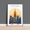 New York Christmas Skyline Travel Poster Wall Art, New York Skyline Travel Print, New York City, US City Art, New York Art Lovers Gift NQ Media Designs