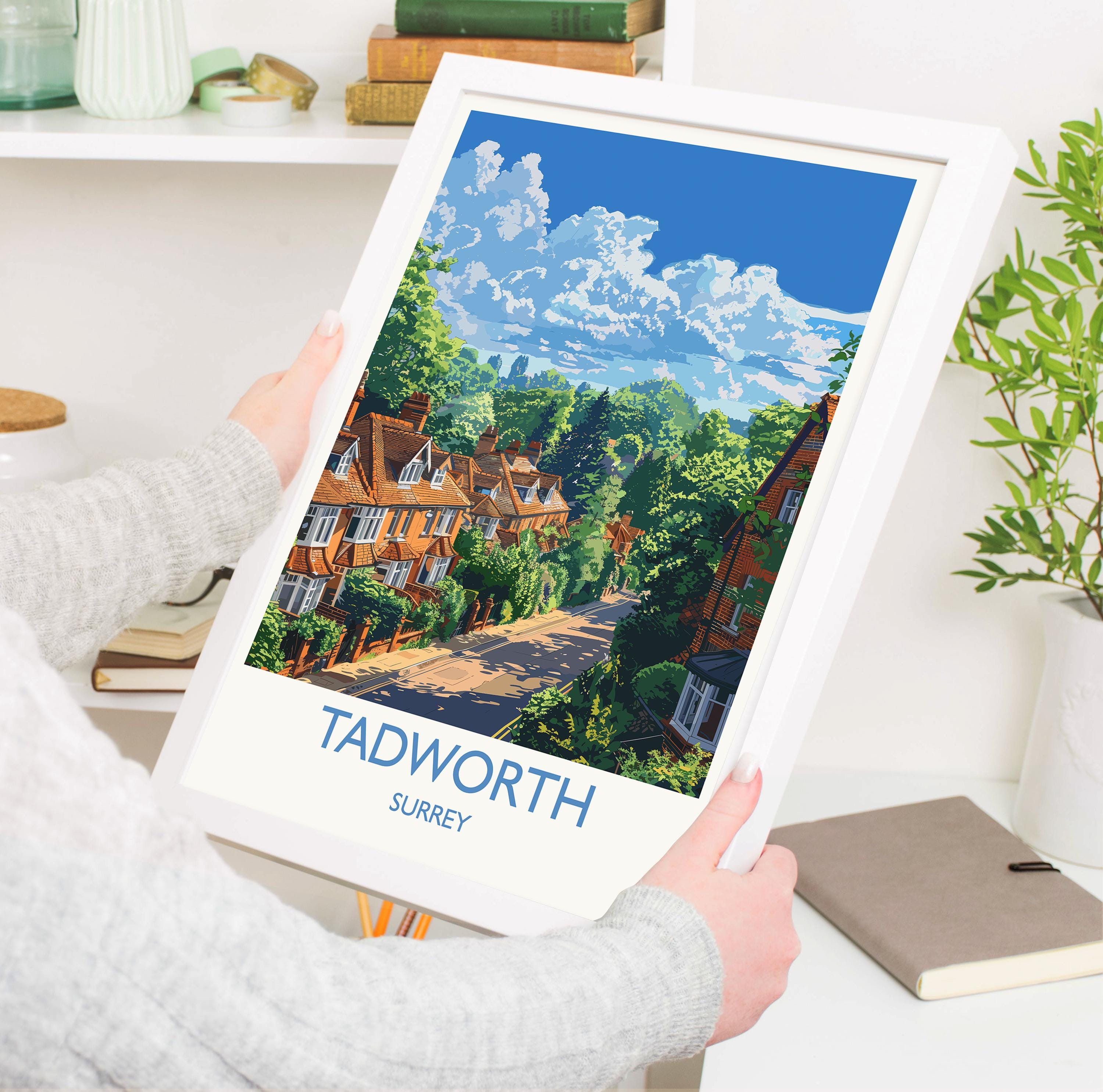 Tadworth Travel Print, Travel Poster of Tadworth, Surrey Poster, Tadworth Art Gift, London Art Lovers UK Travel Gift NQ Media Designs