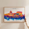Rome Travel Poster Skyline Wall Art Landscape, Travel Print of Rome, Rome Art Lovers Gift,Italy Horizontal Art Gift