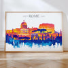 Rome Travel Poster Skyline Wall Art Landscape, Travel Print of Rome, Rome Art Lovers Gift,Italy Horizontal Art Gift NQ Media Designs