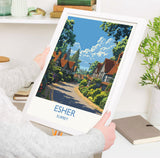 Esher Travel Print, Travel Poster of Esher, Surrey Poster, Esher Art Gift, London Art Lovers UK Travel Gift NQ Media Designs