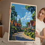 Esher Travel Poster, Travel Print of Esher, Surrey Poster, Esher Wall Art Gift, London Art Lovers UK Travel Gift NQ Media Designs