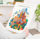 Barcelona Skyline Travel Print Wall Art, Barcelona Skyline Travel Poster, Barcelona City, Spain City Art,Barcelona Art Lovers Gift NQ Media Designs