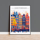 Amsterdam Skyline Travel Print Wall Art, Amsterdam Skyline Travel Poster, Amsterdam City, Netherlands City Art, Amsterdam Art Lovers Gift NQ Media Designs