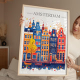 Amsterdam Skyline Travel Print Wall Art, Amsterdam Skyline Travel Poster, Amsterdam City, Netherlands City Art, Amsterdam Art Lovers Gift NQ Media Designs