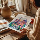Paris Skyline Travel Print Wall Art, Paris Skyline Travel Poster, Paris City, France City Art, France Art Gift, Paris Art Lovers Gift NQ Media Designs