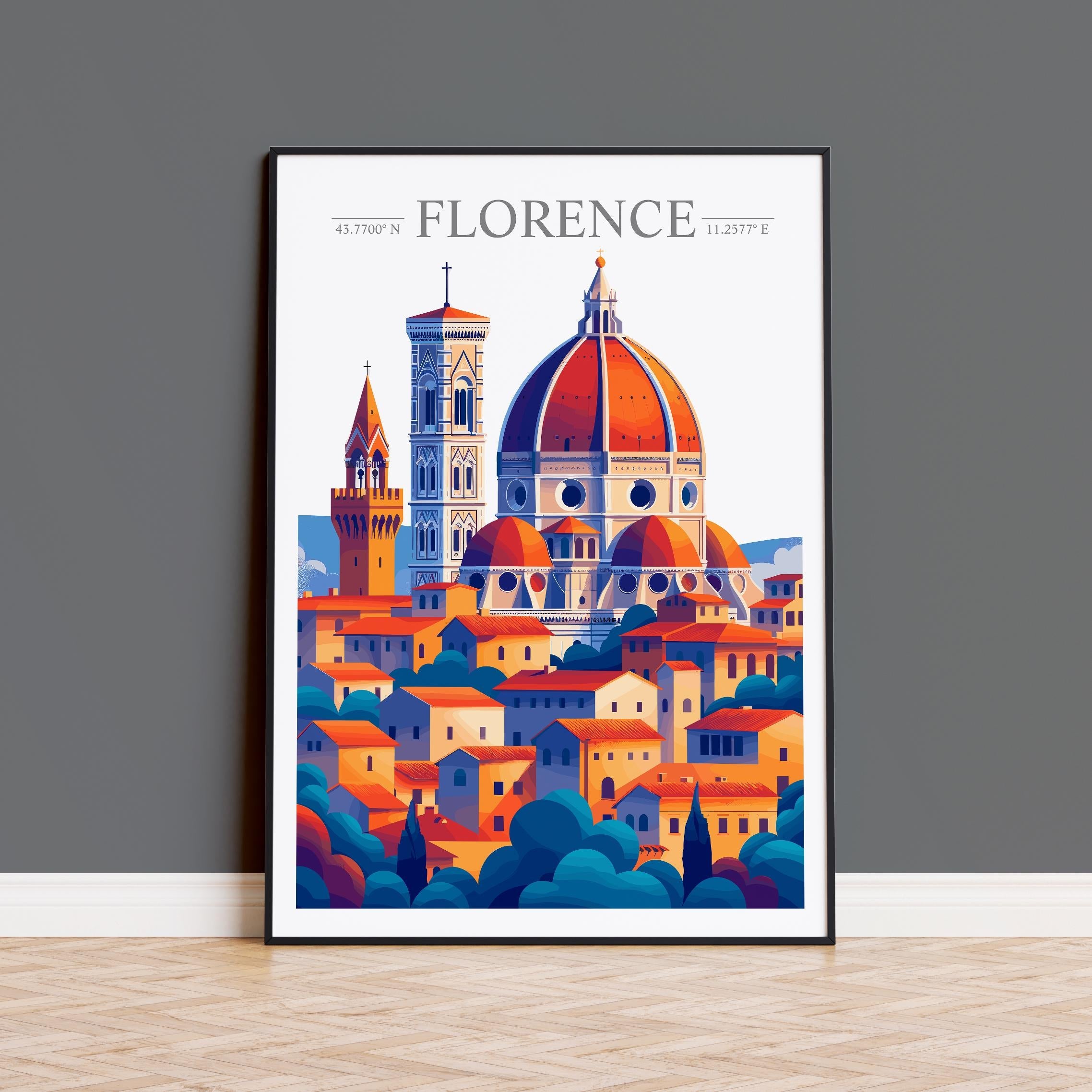 Florence Skyline Travel Print Wall Art, Florence Skyline Travel Poster, Florence City, Italy City Art Gift, Florence Art Lovers Gift NQ Media Designs