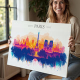 Paris Skyline Travel Poster Wall Art Landscape, Travel Print of Paris, Paris Art Lovers Gift,France Art Gift NQ Media Designs