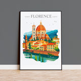 Florence Skyline Travel Poster Wall Art, Florence Skyline Travel Print, Florence City, Italy City Art Gift, Florence Art Lovers Gift NQ Media Designs
