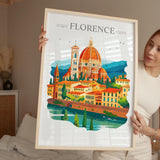 Florence Skyline Travel Poster Wall Art, Florence Skyline Travel Print, Florence City, Italy City Art Gift, Florence Art Lovers Gift NQ Media Designs